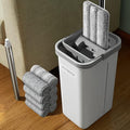 JOYMOOP Mop and Bucket with Wringer Set Hands Free Flat Floor Mop and Bucket with 8 Washable Microfiber Pads Wet and Dry Use Floor Cleaning System