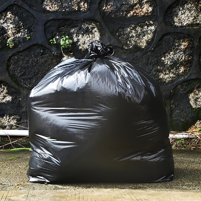 YARNOW 50 Pack Heavy Duty Trash Bags Black Trash Bags Contractor Bags Outdoor Garbage Bags (47 x 55 Inch)