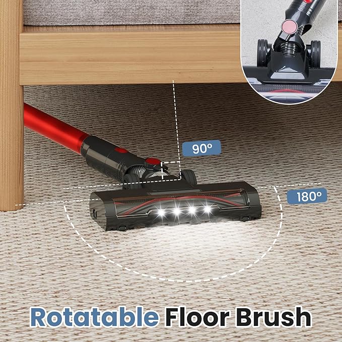 NEWBULIG Cordless Stick Vacuum Powerful 10KPa Suction for Hardwood Floors Pet Hair Removal Lightweight Rechargeable Low Noise Cleaner