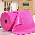 Microfiber Cleaning Cloth Roll - 100 Pack Tear Away Microfiber Paper Towels Reusable Washable Scratch-Free Kitchen Towels for Car Home Kitchen Glass Dishes (Hot Pink)