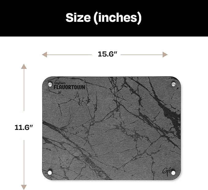 Guy Fieri’s Flavortown Stone Dish Drying Mat 16x12 with Anti-Slip Stainless Steel Feet Kitchen Counter Mat Durable Stone Drying Rack for Dishes and Glassware Gray Dark Marble