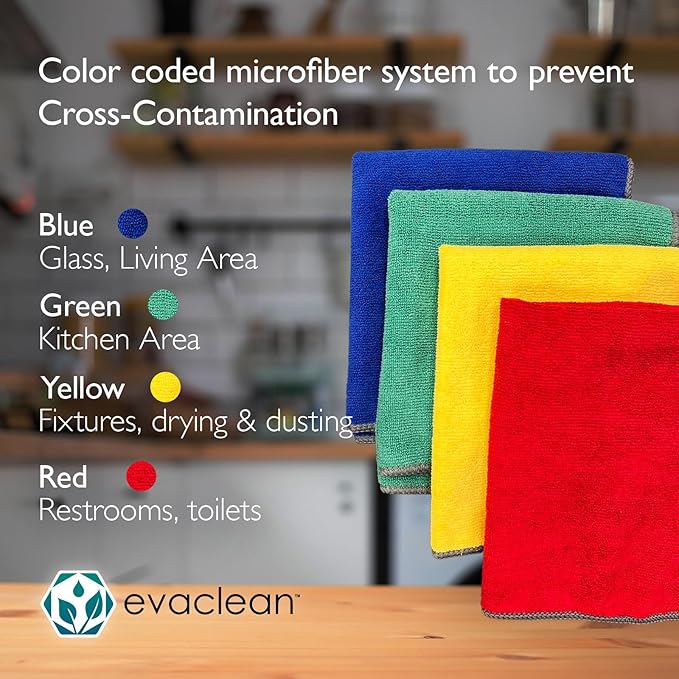 EvaClean Premium Microfiber Cleaning Cloth 16x16 - Reusable Washable Non-Scratch Microfiber Towels for Cleaning Dusting Polishing High Absorbency &amp Durability Red 12-Pack