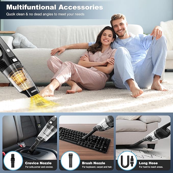 Handheld Vacuum Cordless 14500PA Powerful Suction Hand Held Vacuum Cleaner with Brushless Motor Rechargeable and Portable Car Vacuum for Home Office Car Pet