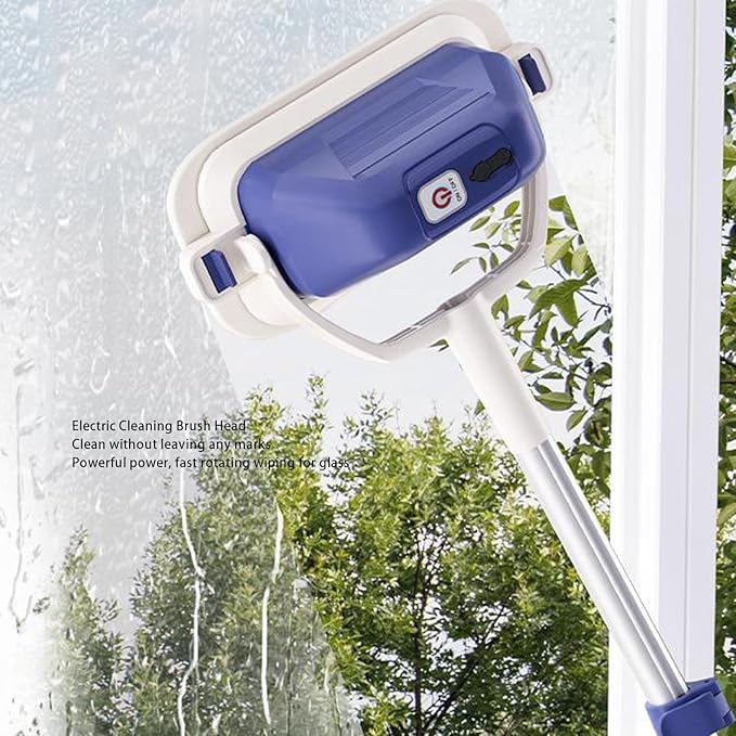 Garosa Electric Window Cleaner 11500 RPM Powerful Motor Telescopic Pole Removable Head Cordless with 1500mAh Rechargeable Battery for Glass Marble Tile Wall Car