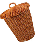Imitation Rattan Woven Trash Can with Lid Lightweight Rustic Storage Basket for Living Room Bedroom Office and Portable Wastebasket for Sundries Organization