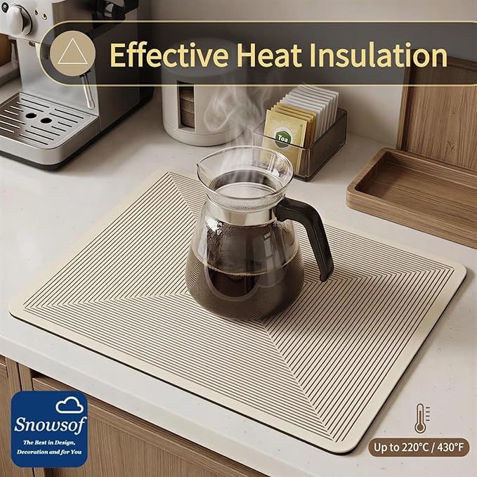 Dish Drying Mat - Absorbent Countertop Mat for Coffee Maker Dish Rack (0520''×24'')