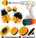 18PCS Drill Brush Attachments Set Power Cleaning Scrub Brushes with Scrub Pads Sponge Extend Long Attachment Cleaning Brush Supplies for Bathroom Bathtub Grout Tile Sinks Corners Car Wheel