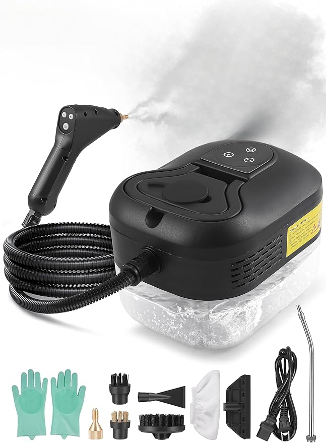 ALILYY Handheld Steam Cleaner for HomeSteamer for Cleaning40oz Water TankPortable Steam Cleaner with 13 Accessories for Home CleaningGreaseFloorCouchWindowCar SeatTileGroutBlack