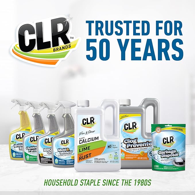 CLR Brands® Clog Preventer Clear Pipes and Drains Monthly Drain Build Up Remover Helps Degrade Sources of Clogs to Keep Drains Flowing Smoothly Safe on All Pipes and Drains - 80 Ounce Bottle