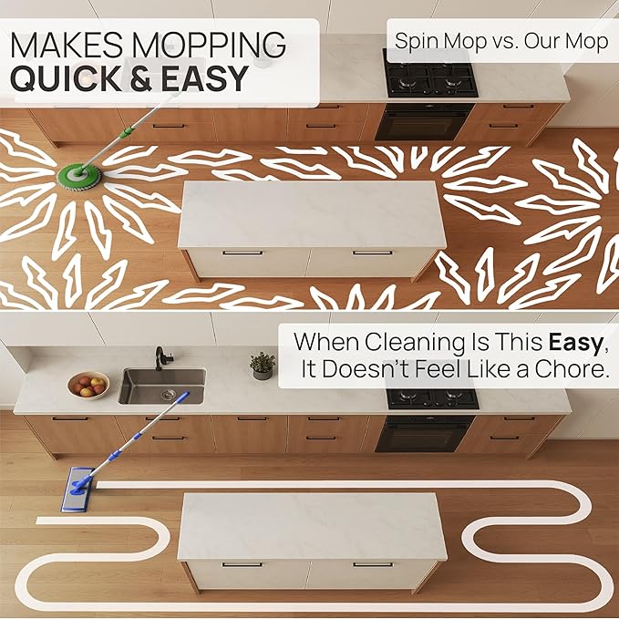18” Pro Microfiber Hardwood Floor Mop - Cleans Floor in Seconds | Dust &amp Wet Mopping | Hardwood Tile Laminate &amp Vinyl with 3 Washable Pads No Buckets Needed with Deluxe Household Mop
