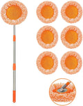 360° Rotatable Adjustable Cleaning Mop - 2022 New Extendable Wall Cleaning Mop Long Handle Microfiber Spin Mop Easy Cleaning Spin Mop Head Replacement Ceiling Window (with 6 Mop Heads)
