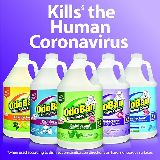 OdoBan Disinfectant Concentrate and Odor Eliminator Made in the USA Lavender Scent 4 Gallons