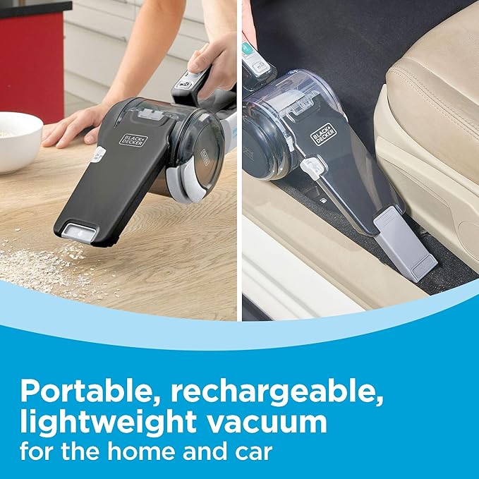 BLACK+DECKER dust buster PIVOT VAC Handheld Vacuum Cordless Car Vacuum Portable Rechargeable Extendible Crevice Tool and 200 Degree Pivoting Nozzle Strong Suction Lightweight (BDH2000PL)