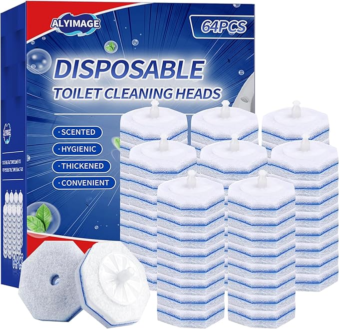 64Pcs Toilet Wand Refills Compatible with Clorox Toilet Wand 5X Cleaning Power Extra Thick Fresh FragranceCompatible with Most Toilet Brushes