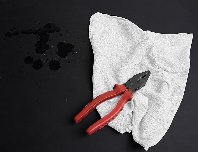 Cotton Shop Rags – (Pack of 150) Size 12x14 Inches Cleaning Rags – Absorbent Shop Towels and Multipurpose Cleaning Towels for Automobiles Industries Garage and Homes (White)