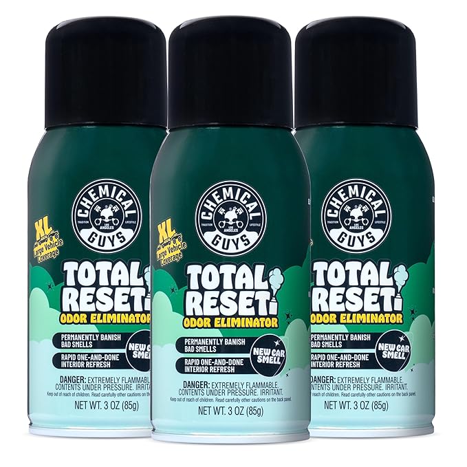 Chemical Guys Odor Eliminating Fogger 3 Pack – New Car Smell 3 Oz Each – Set-and-Forget System to Remove Smoke Pet Gym and Food Odors in Cars Trucks SUVs