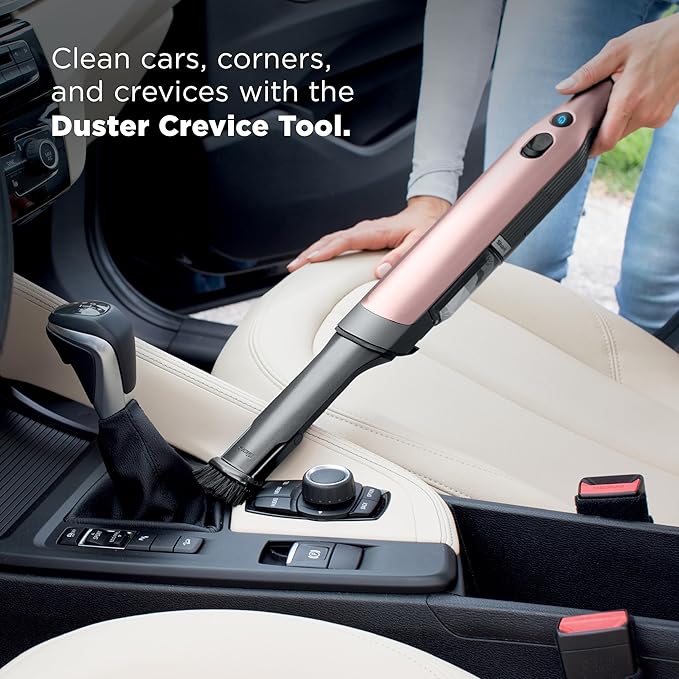 Shark WANDVAC Cordless Hand Vac Lightweight Portable at 1.4 lbs. Powerful Suction Charging Dock One-Touch Empty for Car &amp Home Multi-Surface Pet Tool &amp Duster Crevice Tool Rose Gold WV