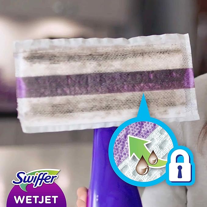 Swiffer WetJet Floor Spray Mop Starter Kit Includes: 1 WetJet 5 Pads 1 Cleaning Solution &amp 4 Batteries