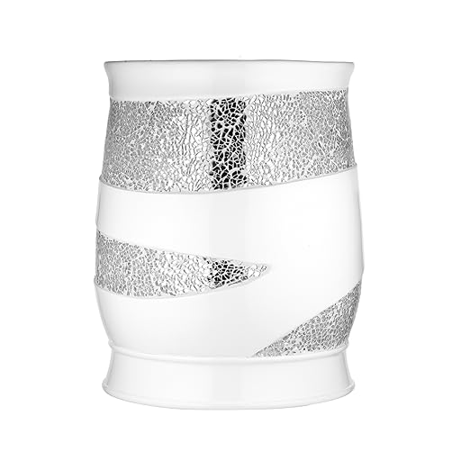 Zahari Home Sinatra Waste Basket Decorative Beautiful Designs Bathroom Bedroom Living Room Decor White
