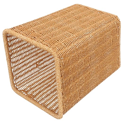 PRETYZOOM Nordic Style Woven Trash Can Space-Saving Bathroom Wastebasket No Lid Retro Design for Home Kitchen Paper Bin 100% Handwoven Suitable for Small Spaces