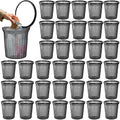 36 Pack Small Round Trash Cans Bulk 2.4 Gallon Translucent Black Wastebaskets with Bag Concealer Ring Upgraded Thick Cylinder Garbage Bin for Office Under Desk Dorm and Bathroom