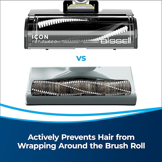 Bissell ICONPet Turbo Vacuum with Powerful Turbo Boost Suction Tangle Free Brush Roll &amp Parking Break LED Crevice + Dusting Brush Tool LED Motorized TurboBrush Tool &amp Wall Mount. Color Ma