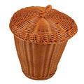 Vaguelly Woven Trash Can with Lid Imitation Rattan Wastebasket for Home Office Sturdy Storage Container for Sundries Stylish Bedroom and Living Room Garbage Basket
