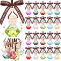 Mudder 50 Pcs Gradient Hanging Car Air Freshener Empty Clear Glass Diffuser Bottles for Essential Oils Perfume Pendant for Women Guests Wedding Favors Employee Appreciation Gifts(RhombusColorful)