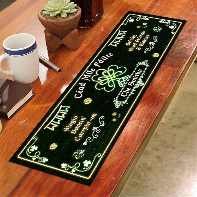 THUYPT Personalized Irish Bar Mat Dish Drying Mat for Irish Pub St Patrick's Day Decor Bar Shamrock Spill Mat Kitchen Counter Accessories Home Bar Decor St Patrick's Day (14)