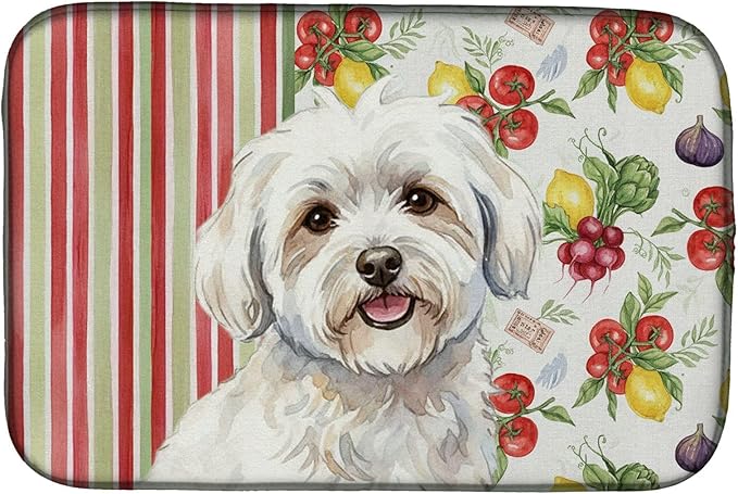 Caroline's Treasures Coton de Tulear Vegetables Dish Drying Mat Absorbent Dish Drying Mat Pad for Kitchen Counter Dish Drainer Mat for Countertop 14 x 21 Multicolor