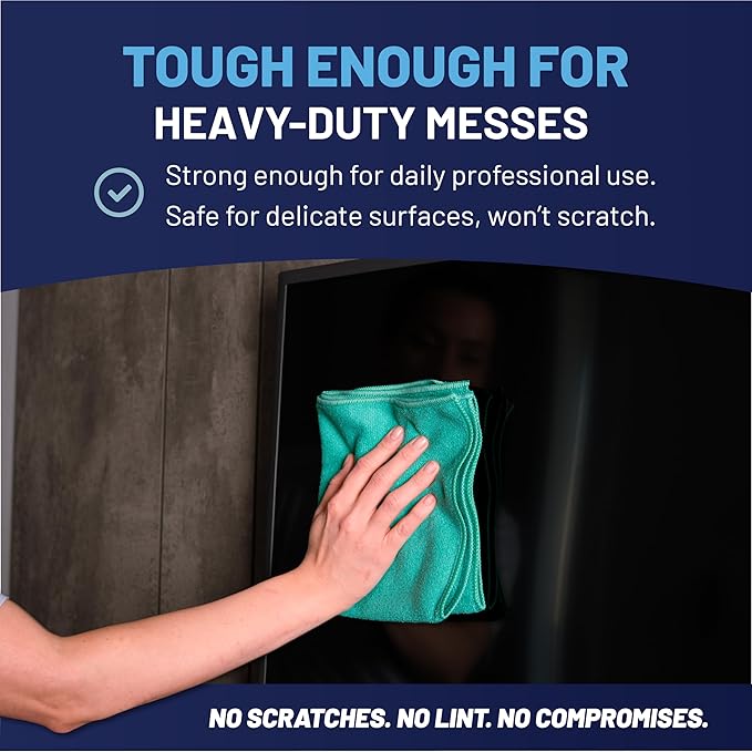 Microfiber Wholesale MW Pro 16x16 Microfiber Wash Cloths - Absorbent Kitchen Dish Rags &amp Counter Wipes - Heavy Duty Scrubbing Towels for Restaurants &amp Food Prep (Green 12-Pack)