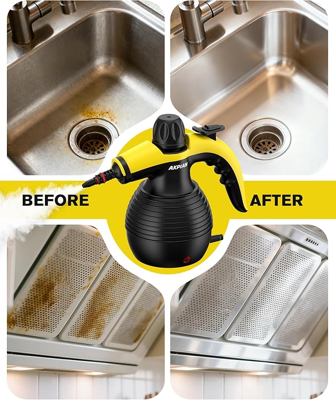 Handheld Steam Cleaner Steamer for Cleaning Multipurpose Portable Steam Cleaners for Home Use with Safety Lock and 10 Accessory Kit to Remove Grime Grease and More Save Time and Effort