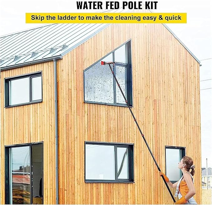 Water Fed Telescopic Window Cleaning Pole 30ft Brush Cleaner for Trucks Conservatory Roof Photovoltaic Panel Roof Cleaning Tools Kit