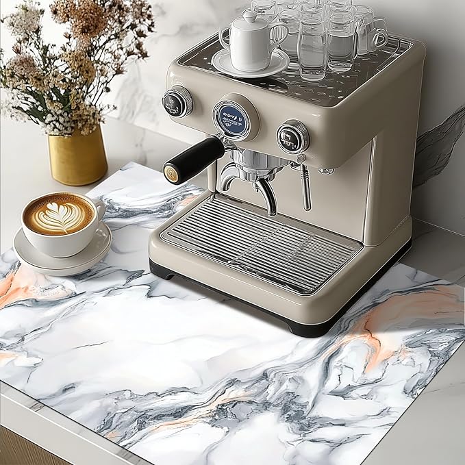 Stove Top Cover Diatomite Mat 28x20 Inch Marble Stovetop Covers Protector Heat Resistant Coffee Mat Kitchen Countertop Pad Laundry Surface Cooktop Cover Decor