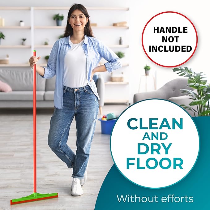 HELOMOR Floor Squeegee Wiper Heads 3-Pack Refill Mop Foam Dual Moss 16 L For Cleaning Indoor Kitchen Households &amp Offices Scooping &amp Drying Water On Wood Parquet Concrete Tile Bathroom Showe