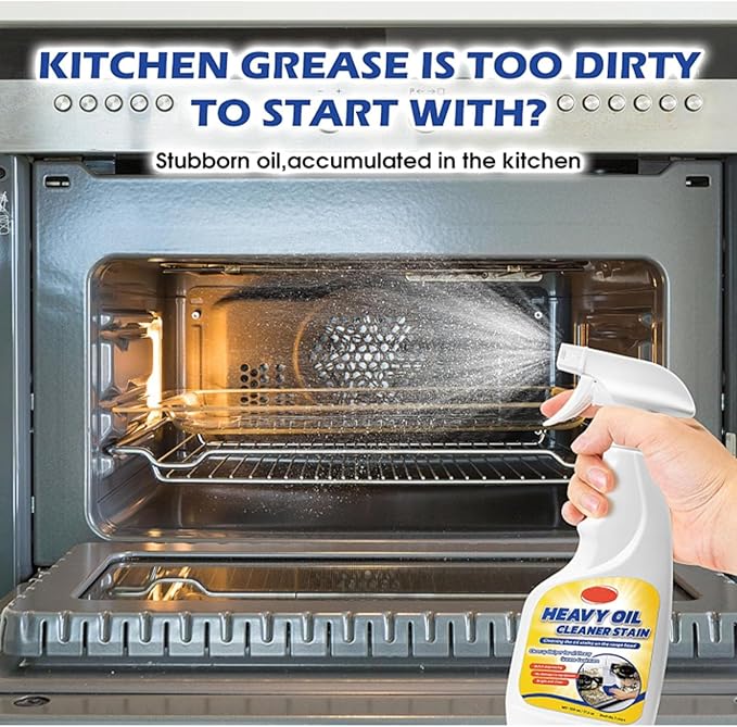 Clean Up Kitchen Oil Stains-Heavy Oil Cleaner Stain for Heavy Oils Cleanup with Spray Nozzle Spray for Kitchen Household Oven Stove Range Hood Sink (2pcs)