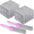 50 Pack Pumice Stones Bulk for Cleaning - Grey Pumice Scouring Pad with 2 Universal Handles Pumice Stick Cleaner for Removing Toilet Bowl Ring Bath Household Kitchen Pool 5.9 x 1.4 x 0.9 Inch