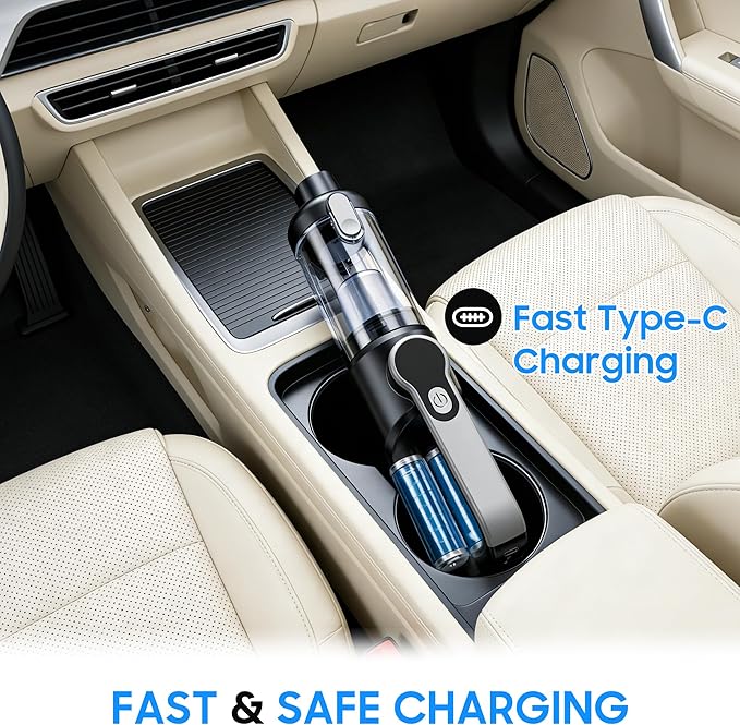 Cordless Handheld Car Vacuum Cleaner for Car Interior Strong Suction Portable Vacuum for Pet Hair &amp Quick Home Cleaning Rechargeable with LED Light &amp Attachments