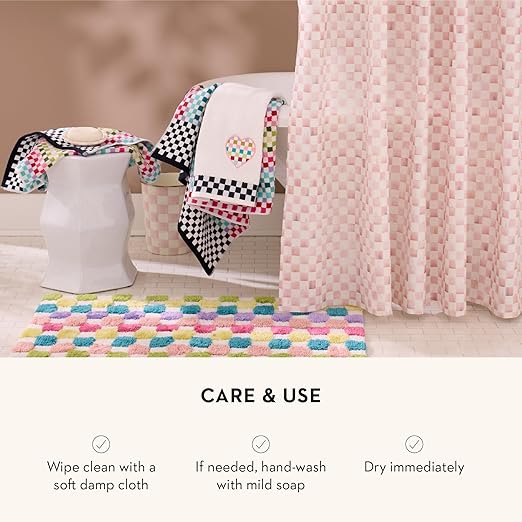 MACKENZIE-CHILDS Waste Bin Decorative Bedroom Trash Can or Bathroom Trash Can Pink-and-White Rosy Check