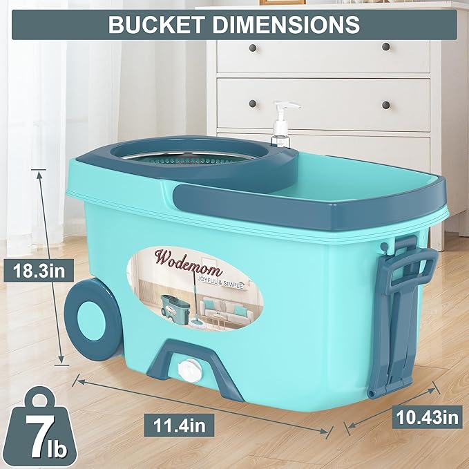 Spin Mop and Bucket System Mop and Bucket with Wringer SetMops for Floor CleaningHousehold Supplies Tools with 6 Replacement Refills61 Extended Handle for Household Hardwood Floor - Green