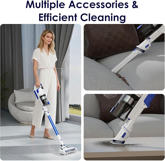 whall 88000RPM Cordless Vacuum CleanerUpgraded Strong Suction Brushless Motor Cordless Stick Vacuum CleanerLightweight Handheld Vacuum for Home Pet Hair Carpet Hard Floorup to 45mins Runtime Blue