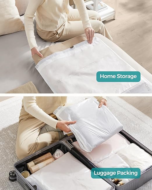 SONGMICS Trash Bags for 12-14.5 Gallon (45-55L) Trash Cans80 Count Drawstring Kitchen Garbage Bags Pre-Separated Liner Code 055A01 2 RollsWhite UKRB055A02