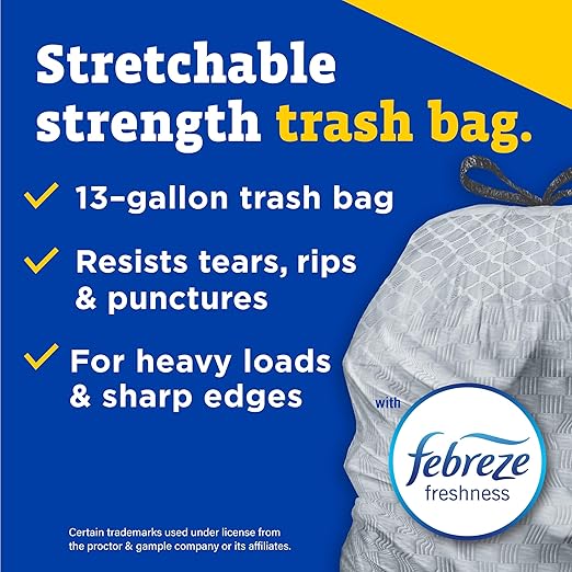 CloroxPro Glad Forceflex Kitchen Trash Bags 13 Gal Fresh Clean 110 Ct Pack of 3 (Pack May Vary)