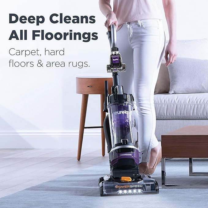 Eureka Powerful Lightweight Upright Vacuum Carpet and Floor PowerSpeed NEU202 with Automatic Cord Rewind Purple