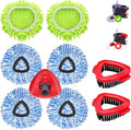 6 Pack Spin Mop Replacements Head Compatible for Oceda RinseClean 2-Tank SystemMicrofiber Spin Mop Refills Head2 Mop Scrub Brush + 1 Mop Base + 6 Pack Cleaning Floor Mop Head