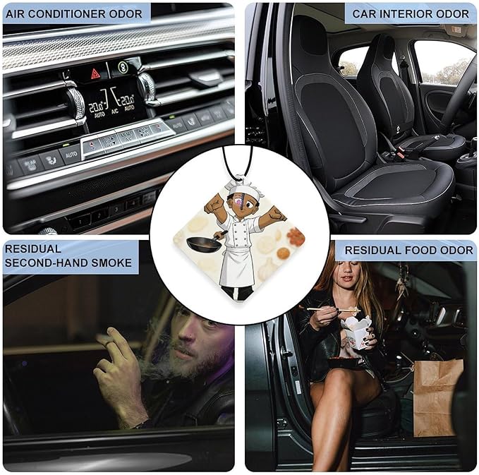 5PCS Car Air Freshener Hanging Personalized Double Sided Young Chef Car Fresheners Long Lasting New Cars Scents Cute Automotive Freshies for Closets Drawers (tea)