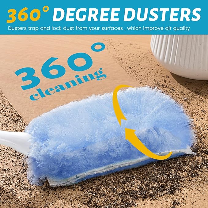 80PCS Dusters Refills 360°Duster Refill with Handle Disposable Dusters for Cleaning Household Cleaning Tools Cleaning House Must Haves (80Pcs360°)