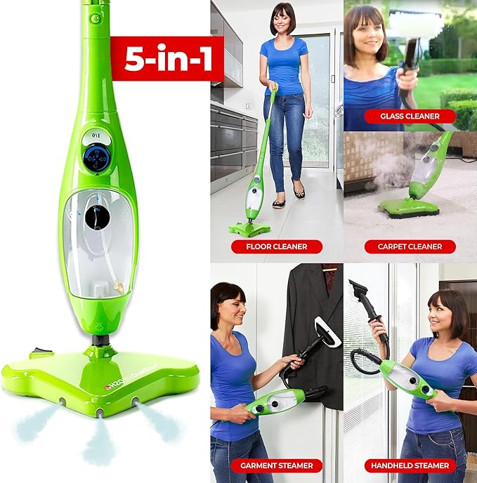 H2O X5 Dual Blast Steam Mop &amp Handheld Steam Cleaner | 5-in-1 Floor Steamer | Forward-Blast Mop Head for Edges &amp Tough Messes | Hardwood Tile &amp Laminate Cleaner