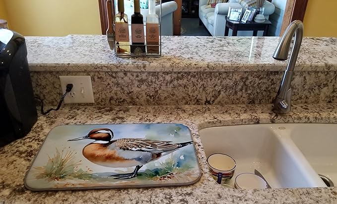 Caroline's Treasures DAC3246DDM Northern Pintail Dish Drying Mat Absorbent Dish Drying Mat Pad for Kitchen Counter Dish Drainer Mat for Countertop 14 x 21 Multicolor