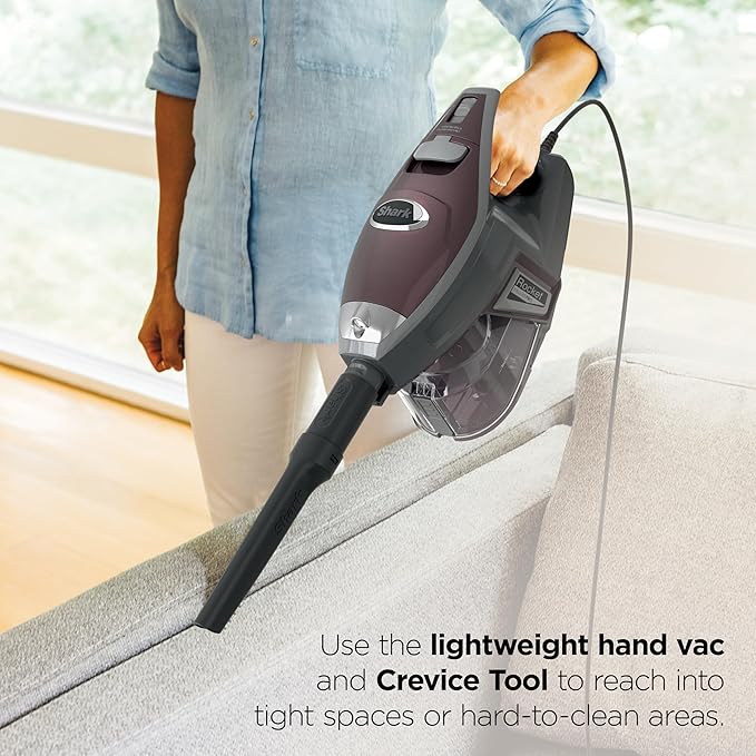 Shark HV322 Rocket Pet Plus Corded Stick Vacuum with LED Headlights XL Dust Cup Lightweight Perfect for Pet Hair Pickup Converts to a Hand Vacuum with (2) Pet Attachments Bordeaux/Silver
